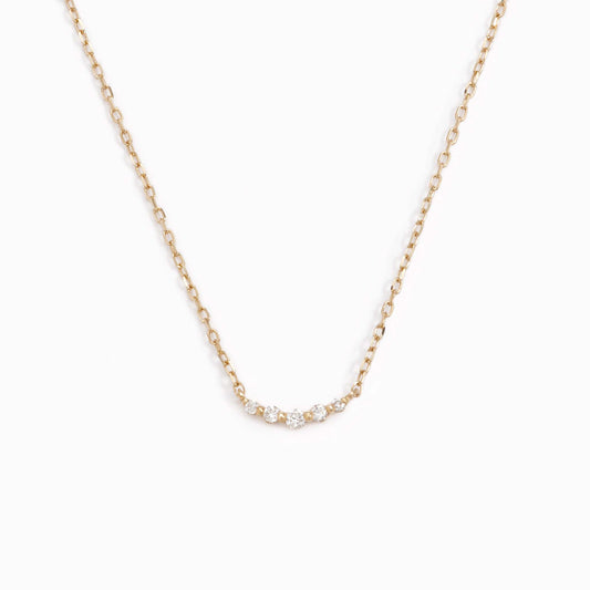 Diamond Curved Bar Necklace 14k Gold - Jemma