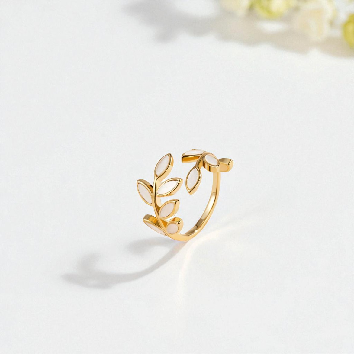 Opal Leaf Ring