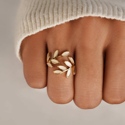 Opal Leaf Ring